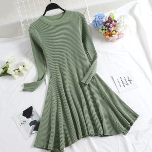 o neck multicolored sweater dress for women